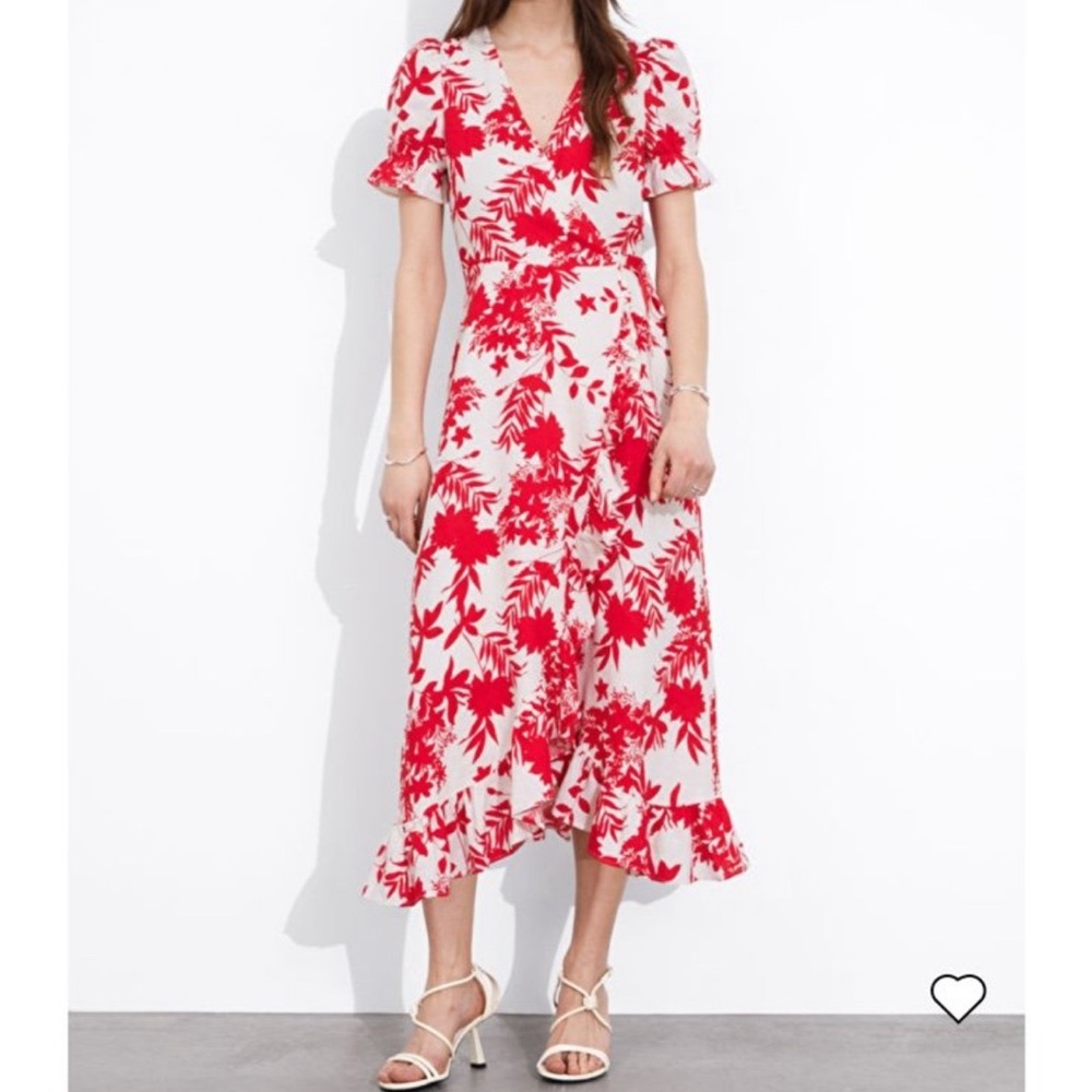 & other stories linen midi wrap dress